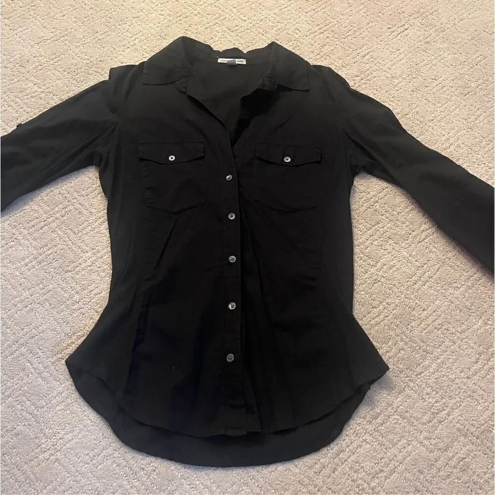 Michael Stars Classic Button Up 3/4 Sleeve Blouse